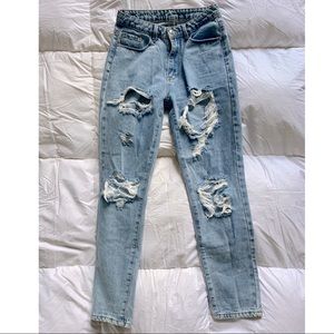 Shein‎ XS distressed straight leg cropped jeans